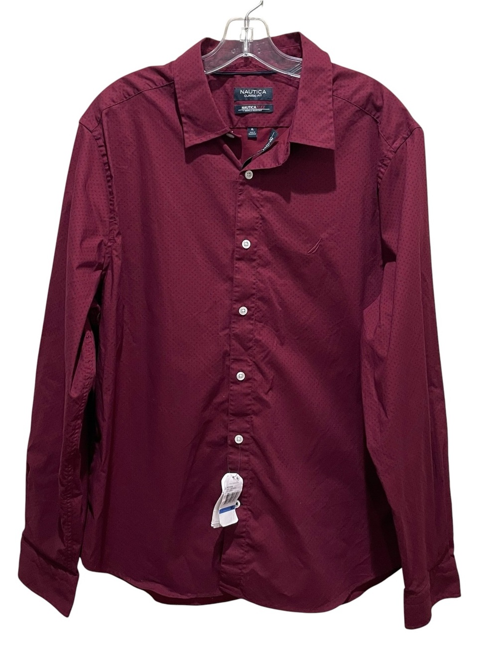 Nautica Flex Classic Fit Geometric Button Down Shirt Burgundy Men’s Size XL NWT